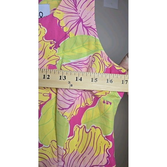 LILLY PULITZER Womens 4 Dress Pink Hibiscus Tropical Lined Sleevelss Cotton Zips - Picture 5 of 12